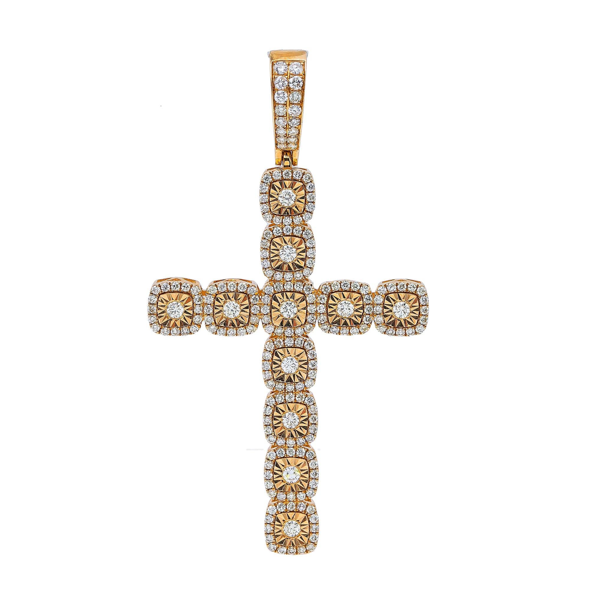 14K Yellow Gold Diamond Cross Pendant