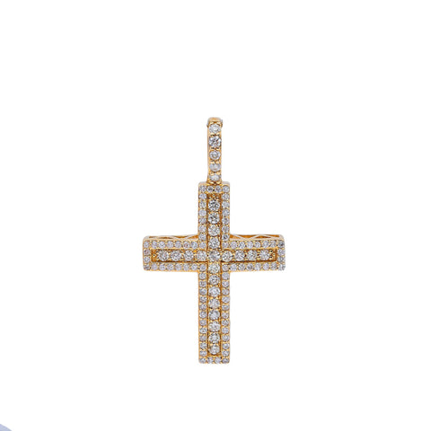 14K Yellow Gold Diamond Cross Pendant