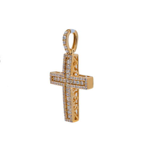 14K Yellow Gold Diamond Cross Pendant