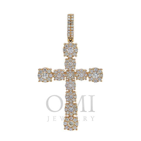 14K Yellow Gold Diamond Cross Pendant With 2.6 Ct Diamonds