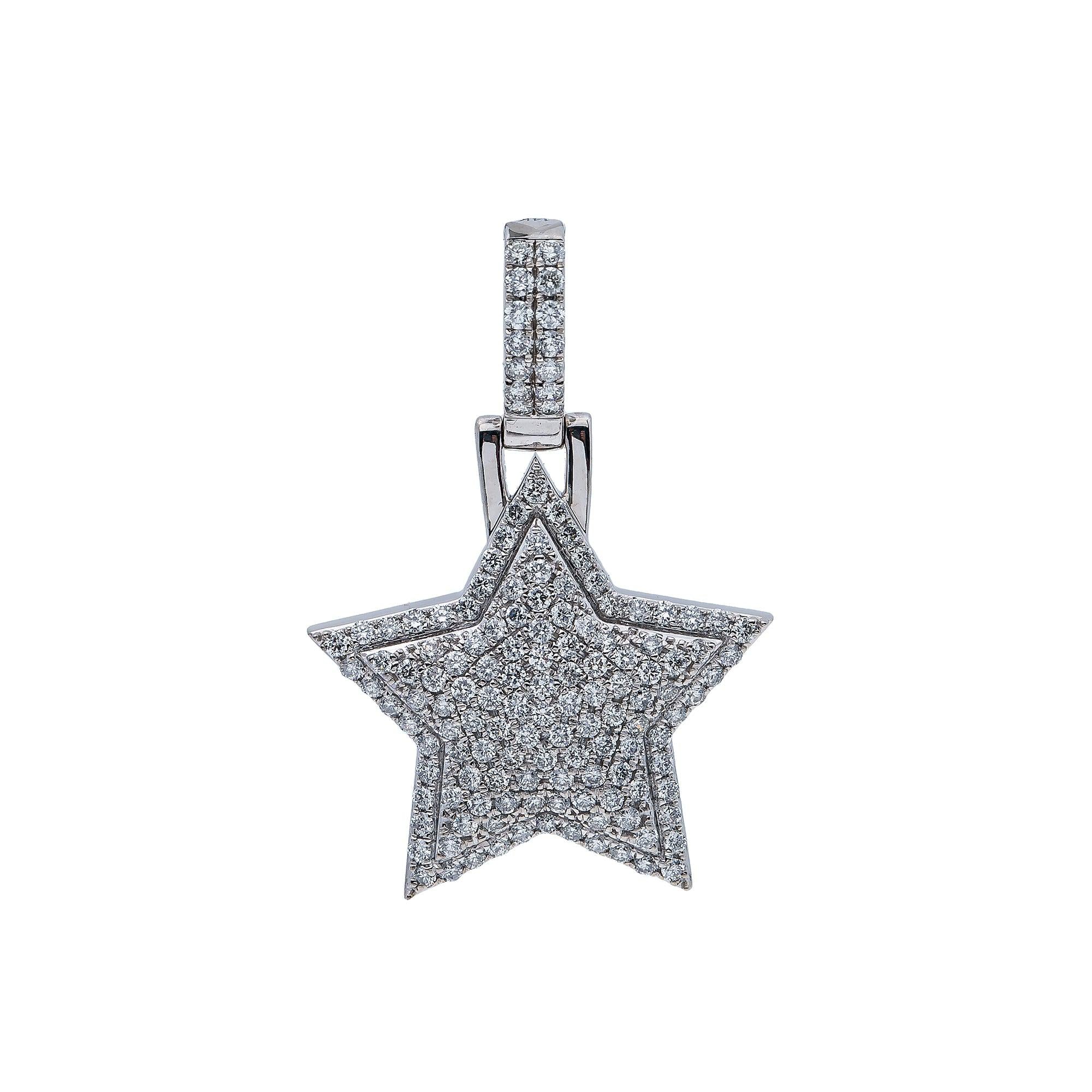 14K White Gold Diamond Star Pendant