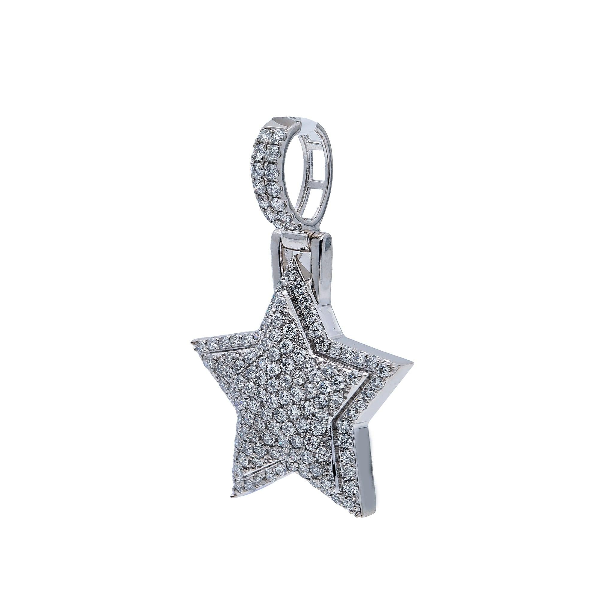 14K White Gold Diamond Star Pendant