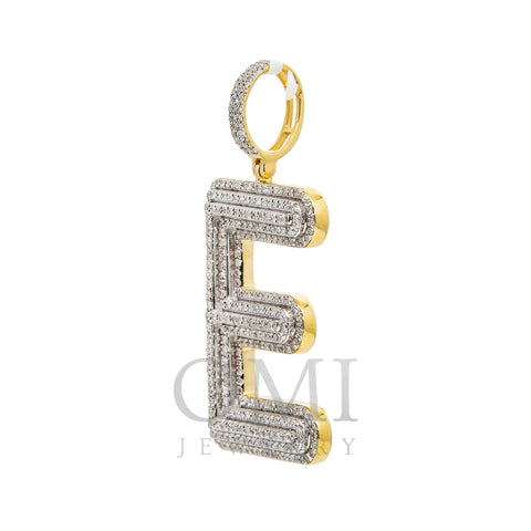 Unisex 10K White Gold Initial E Pendant with .72 CT Diamonds