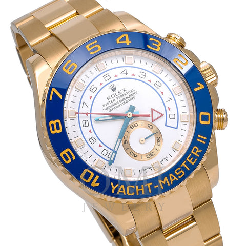 Rolex Yacht-Master II 18k YG White Dial Blue Ceramic 44mm Watch 116688 -  Jewels in Time