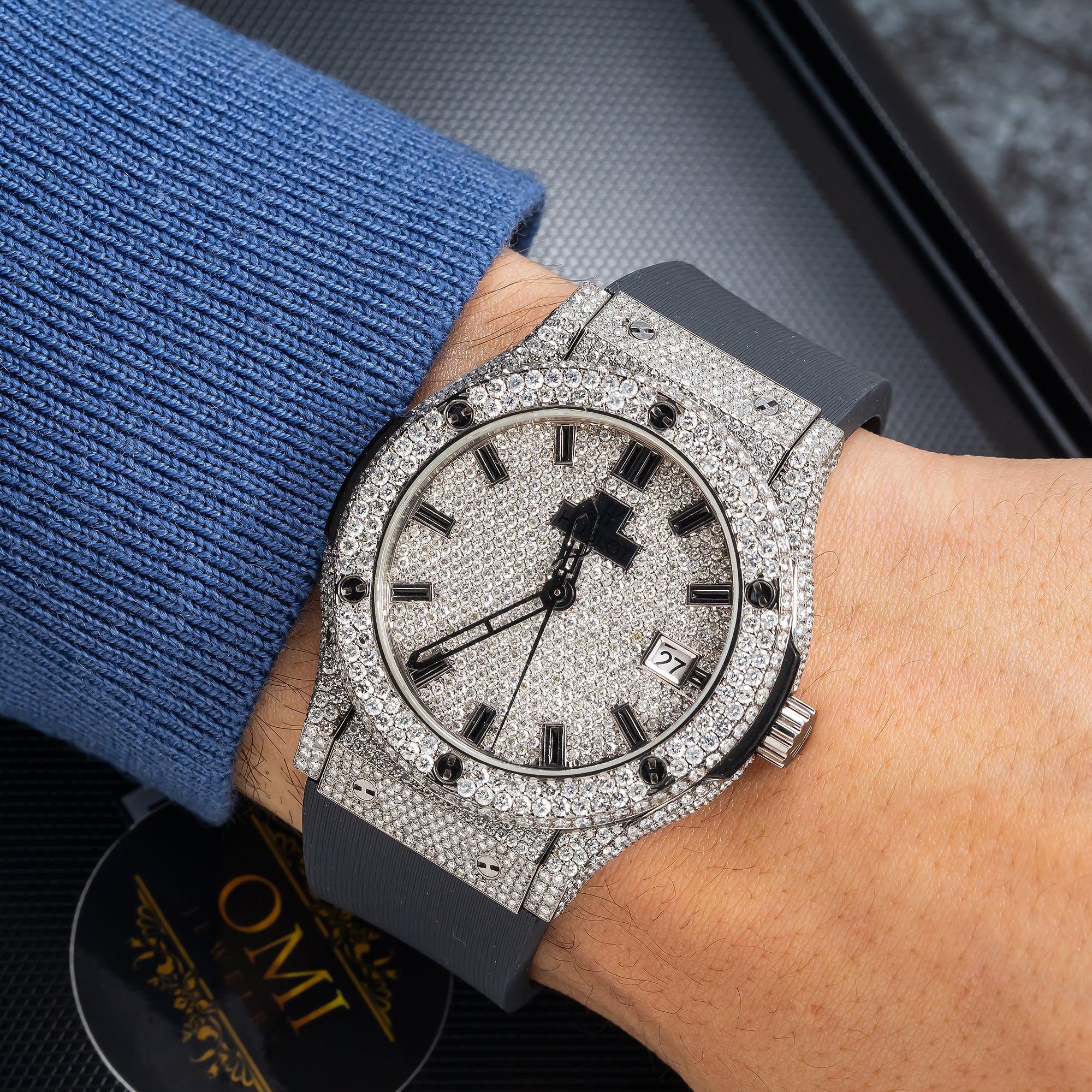 Hublot Classic Fusion Titanium Opalin 581.NX.2611.RX 33MM Diamond Dial With 11.25 CT Diamonds