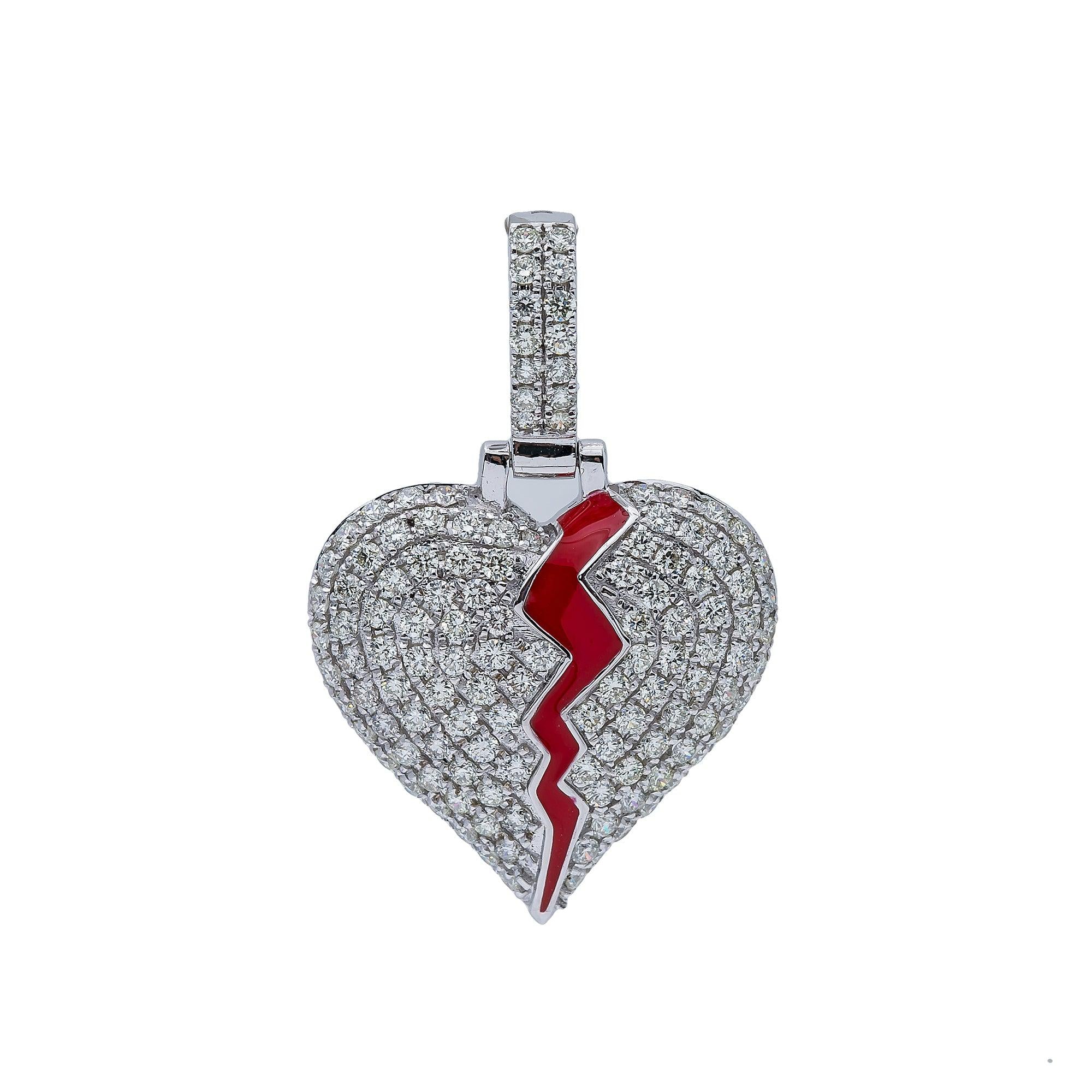 14K White Gold Diamond Heart Pendant