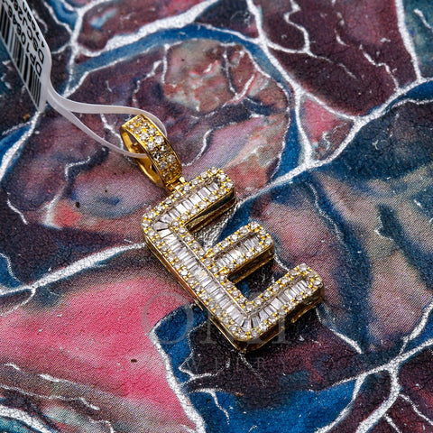 Unisex Diamond Initial E Pendant With .61CT Baguette And Round Diamonds