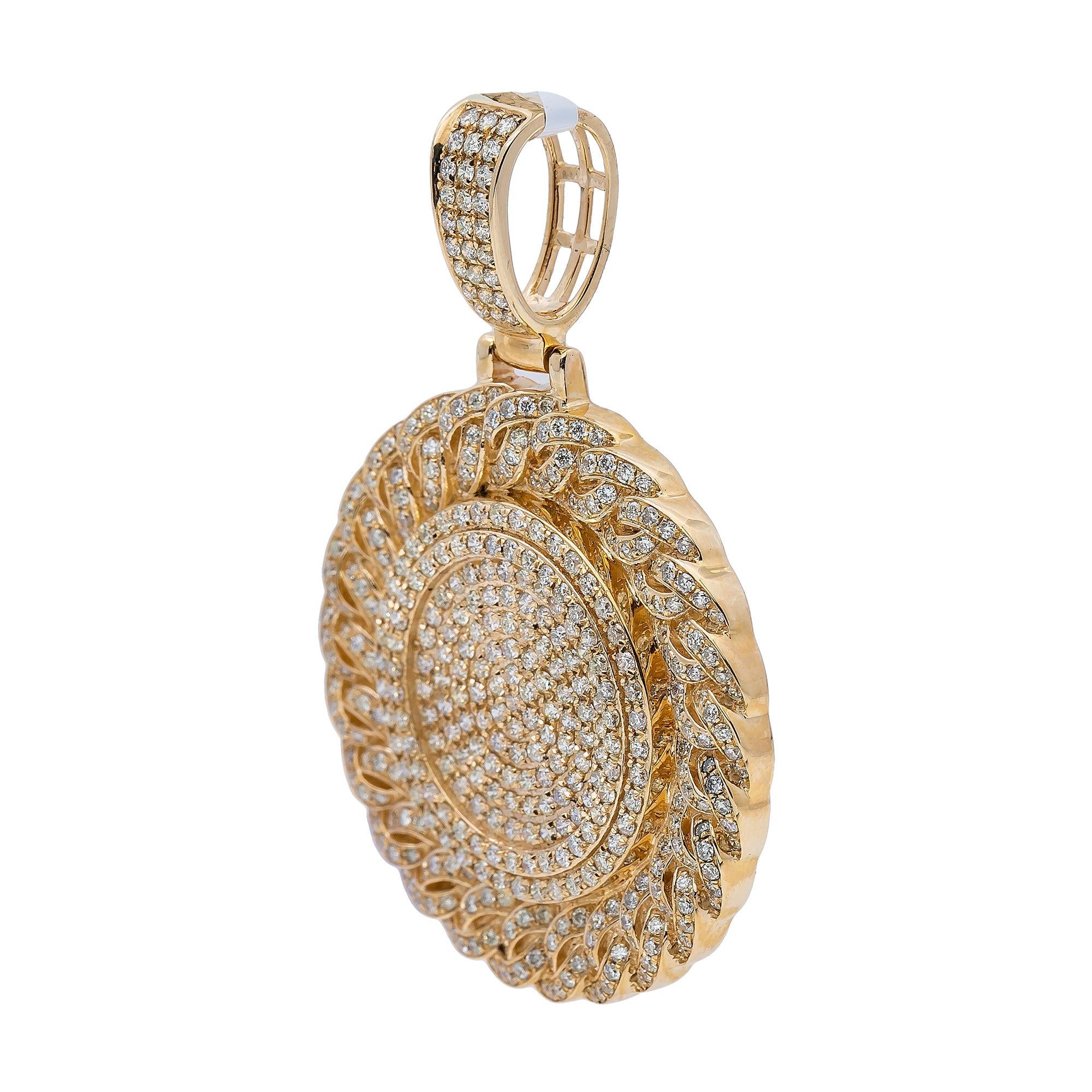 14K Yellow Gold Diamond Circle Pendant