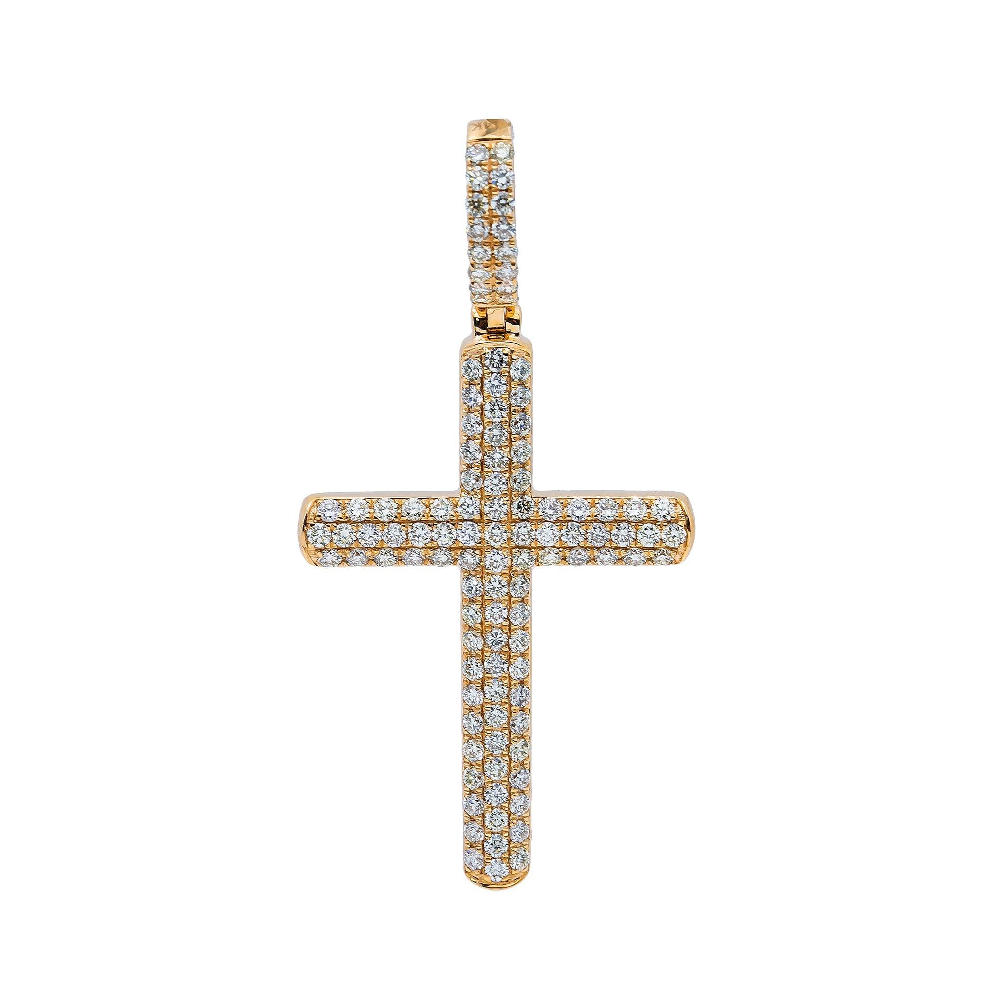 14K Yellow Gold Diamond Cross Pendant