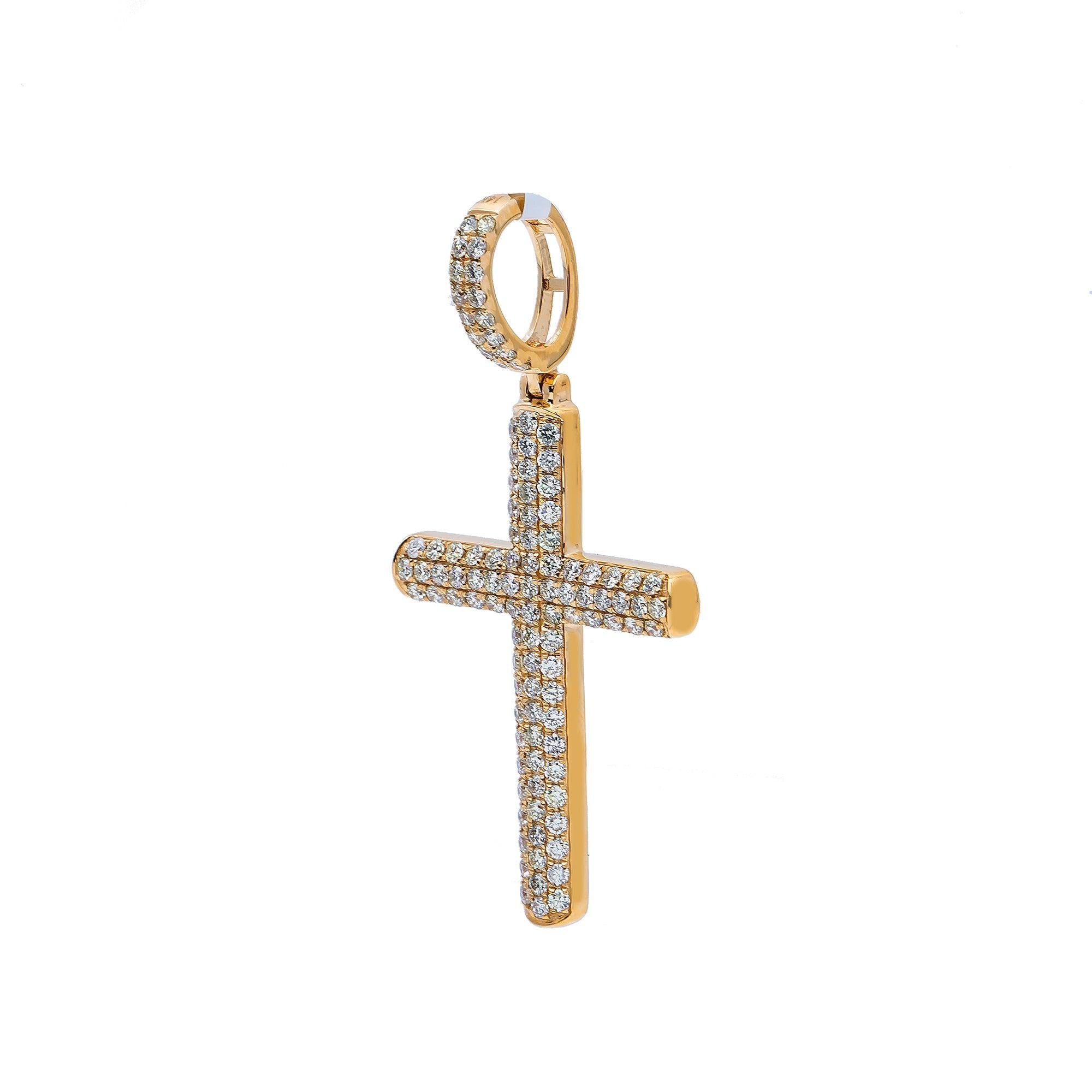 14K Yellow Gold Diamond Cross Pendant