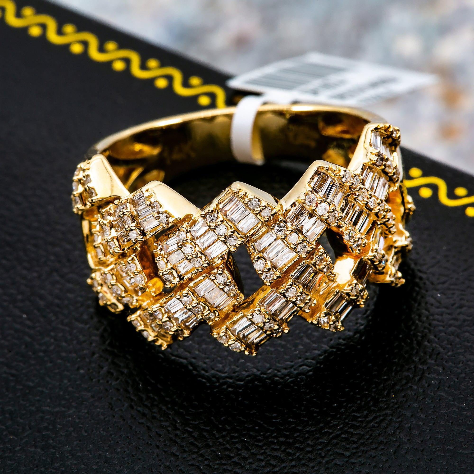 14K YELLOW GOLD MEN'S RING WITH 1.18 CT DIAMONDS