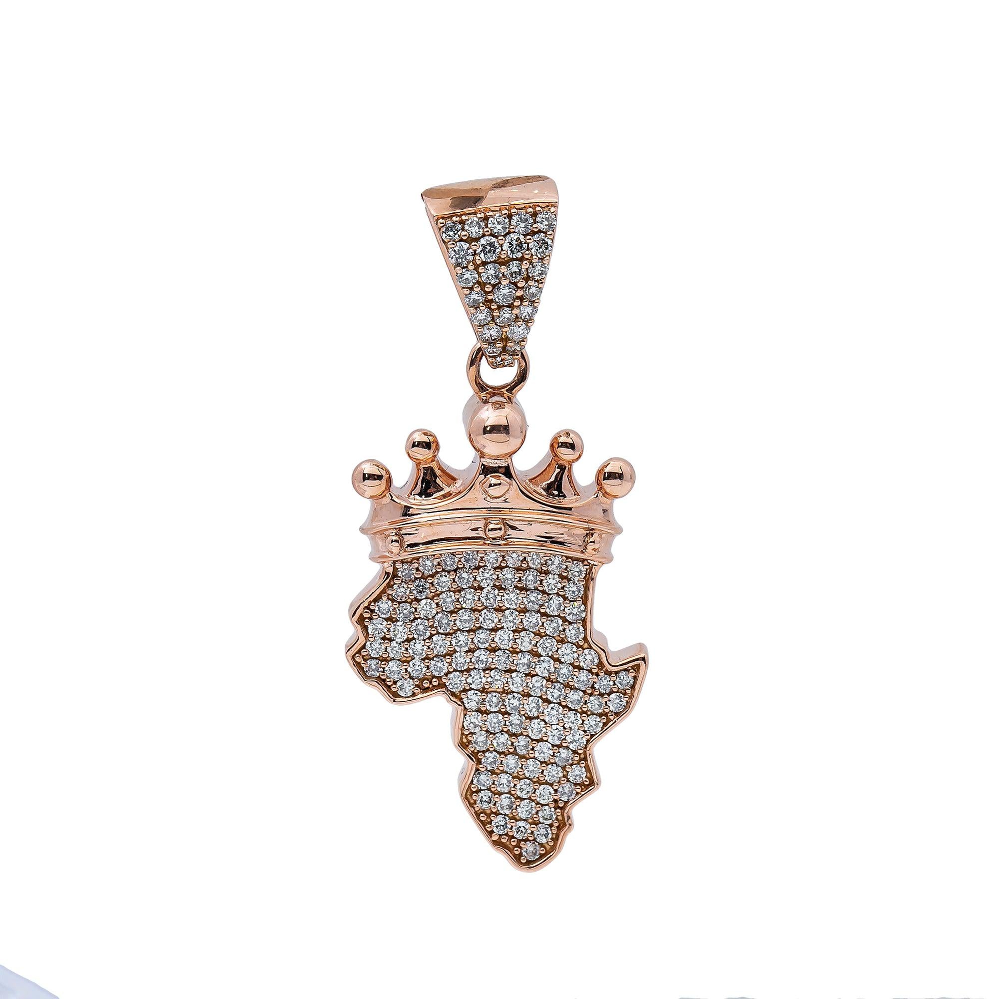 14K Rose Gold Diamond Africa Pendant
