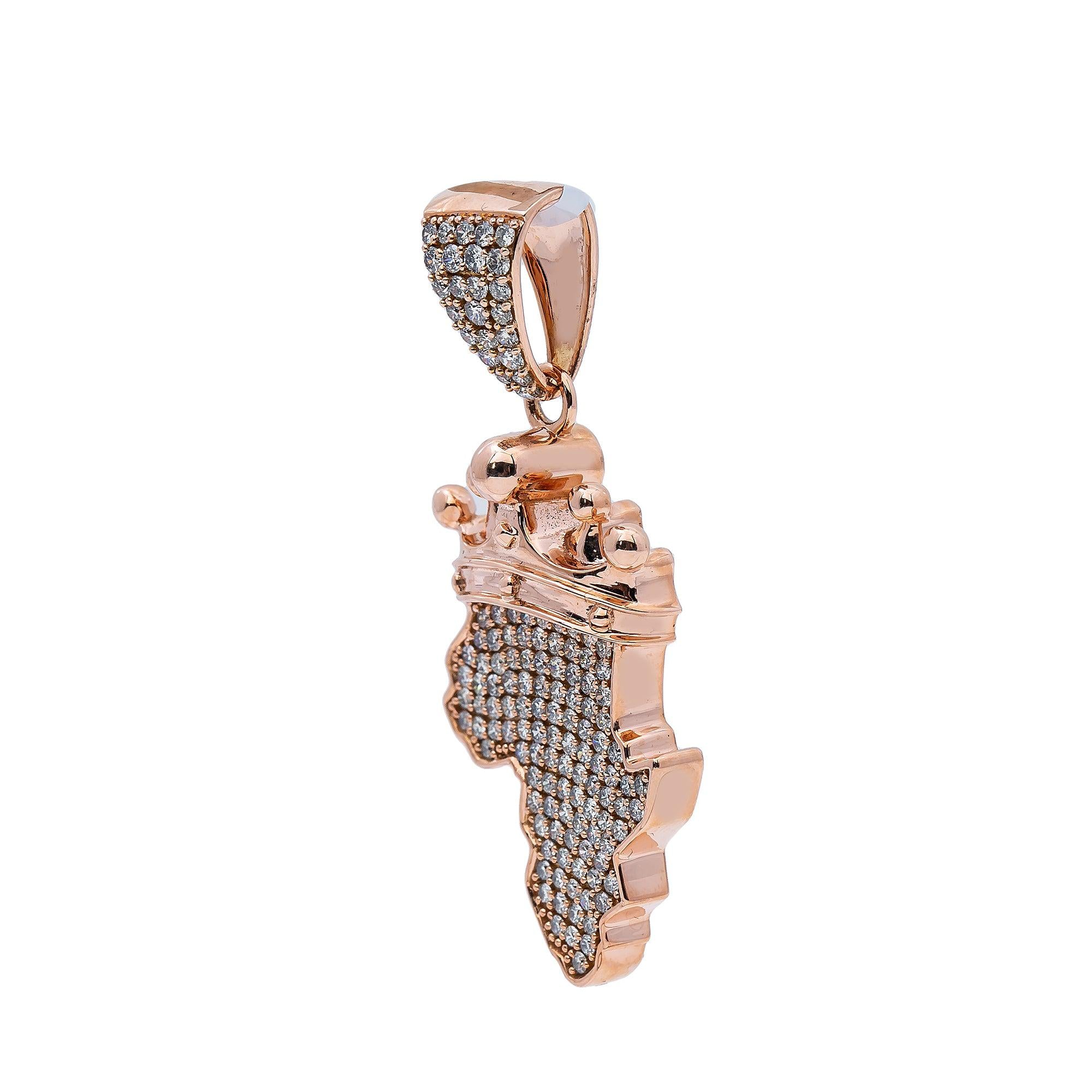 14K Rose Gold Diamond Africa Pendant
