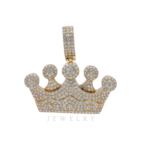 14K White Gold Diamond Crown Pendant