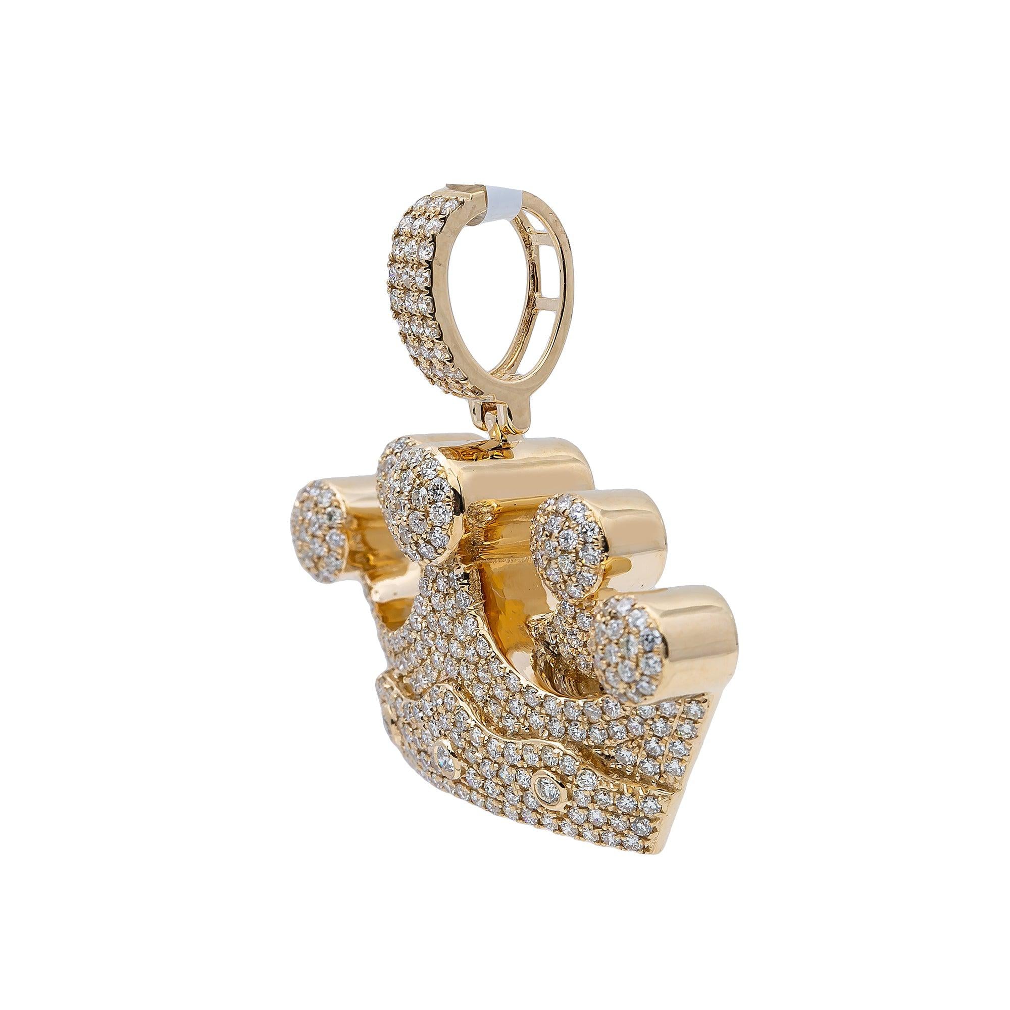 14K White Gold Diamond Crown Pendant