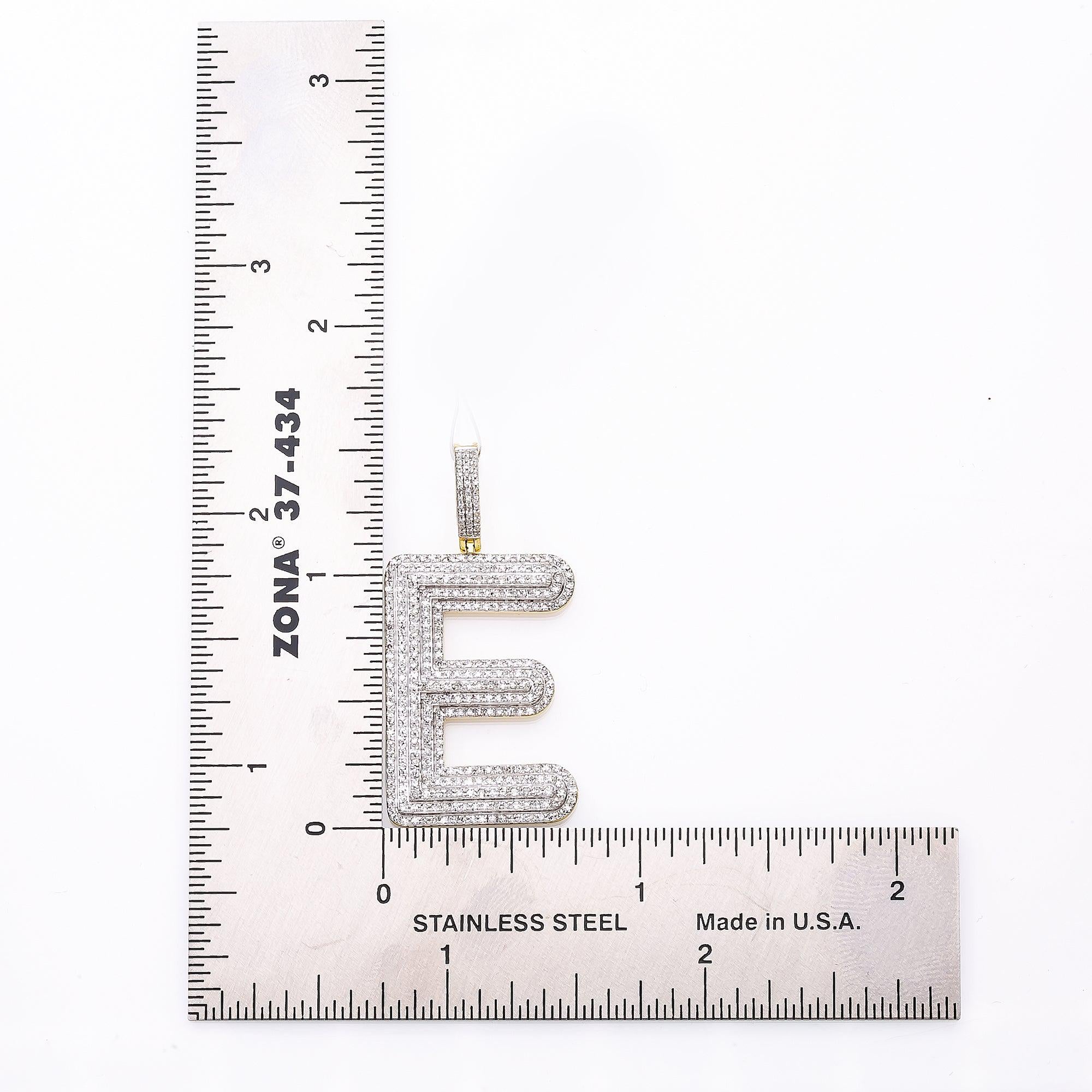 Unisex 10K White Gold Initial E Pendant with .72 CT Diamonds