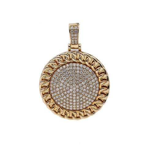 14K Yellow Gold Diamond Round Pendant