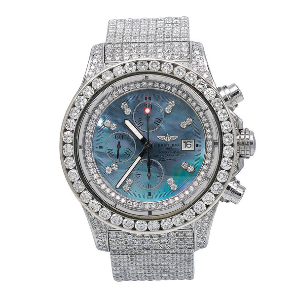 Iced out breitling watch sale