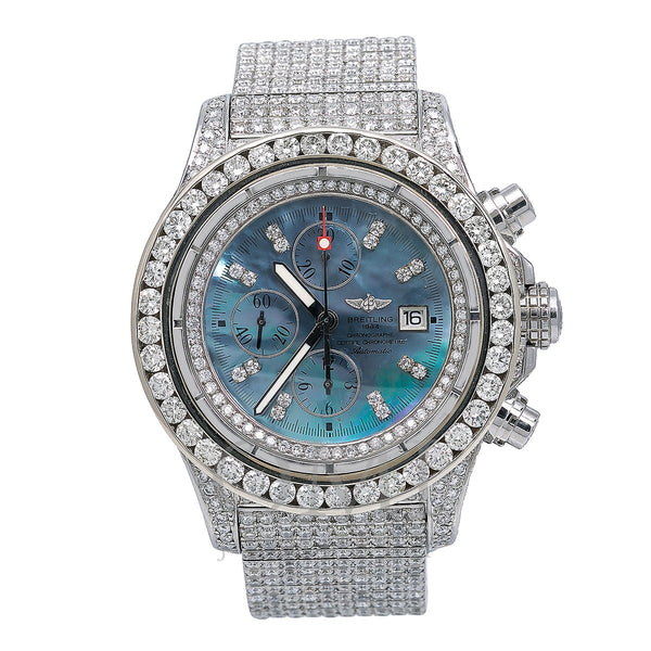 Breitling Super Avenger A13370 48MM Blue Diamond Dial With 24.85 CT Diamonds
