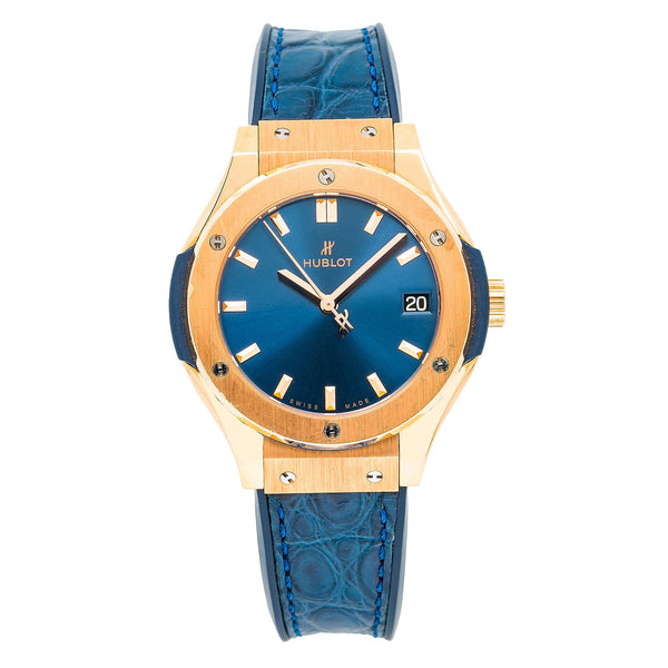 Hublot Classic Fusion 581.OX.7180.LR 33MM Blue Dial With Leather