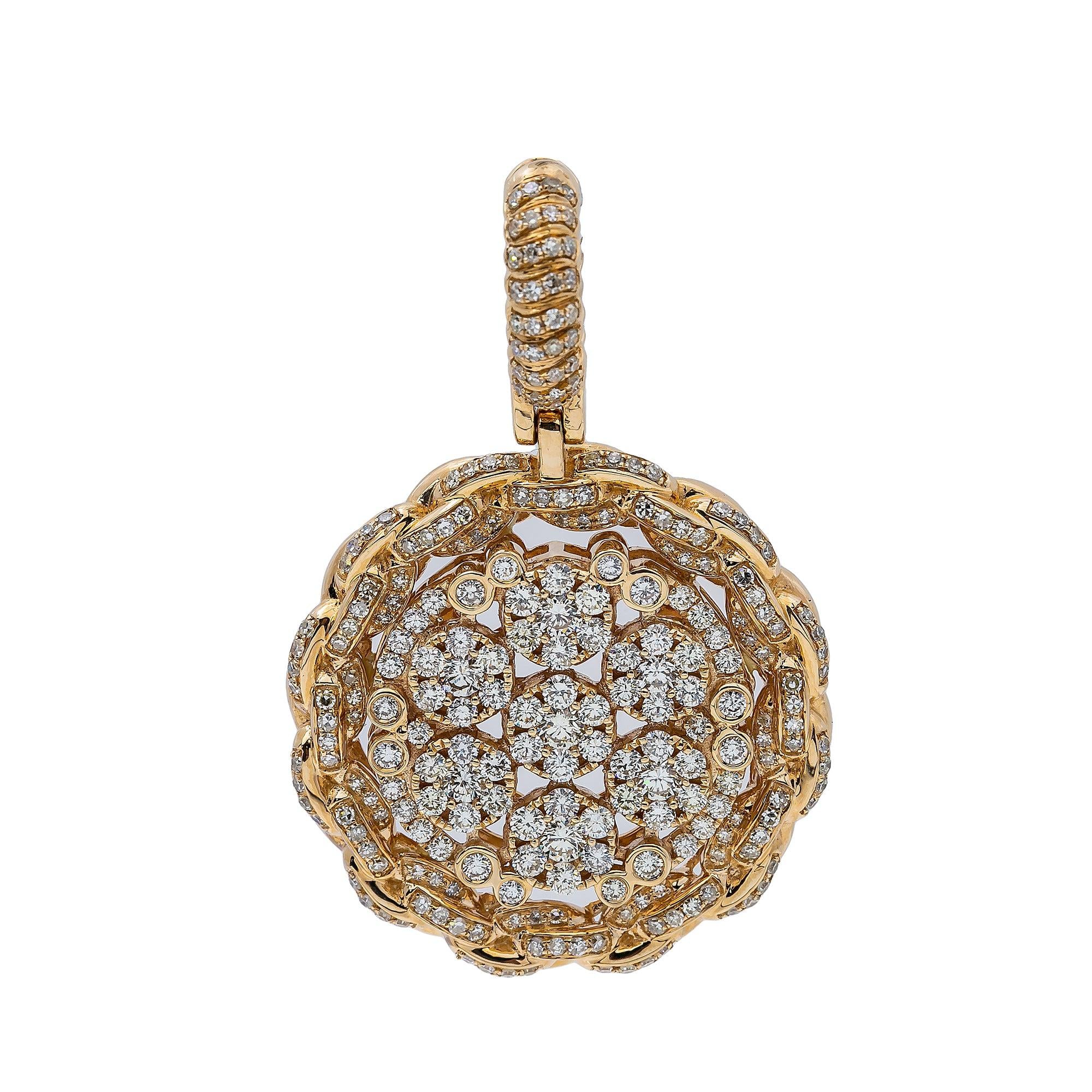14K Yellow Gold Diamond Circle Pendant