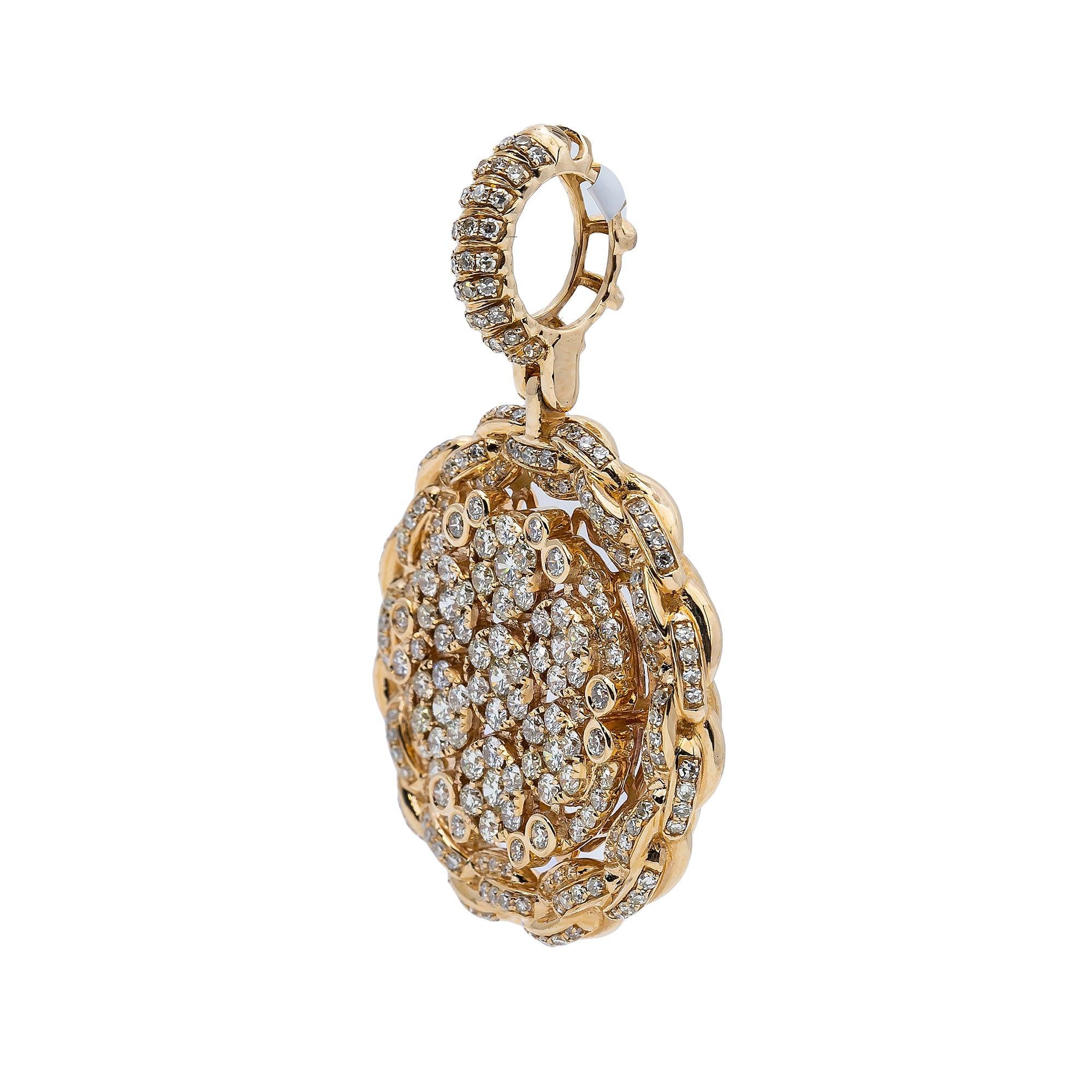 14K Yellow Gold Diamond Circle Pendant