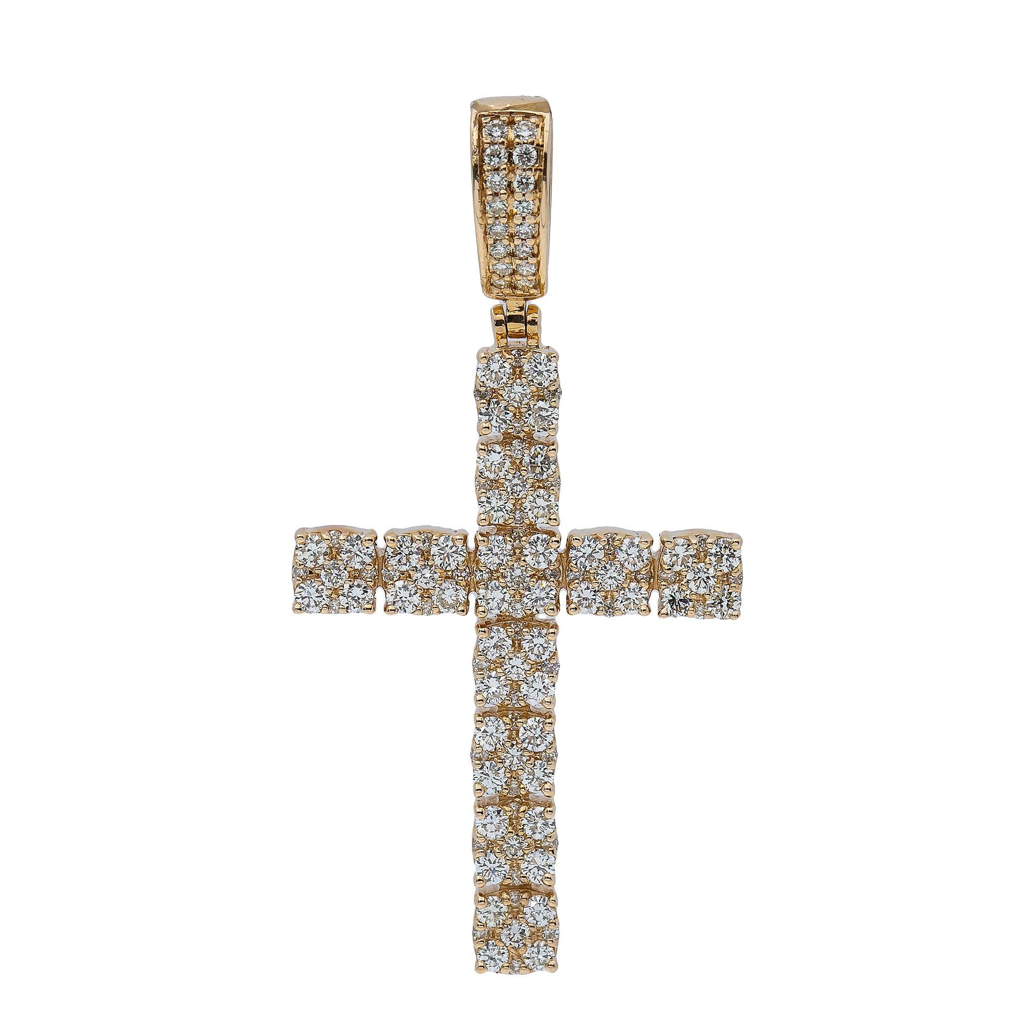 14K Yellow Gold Diamond Cross Pendant
