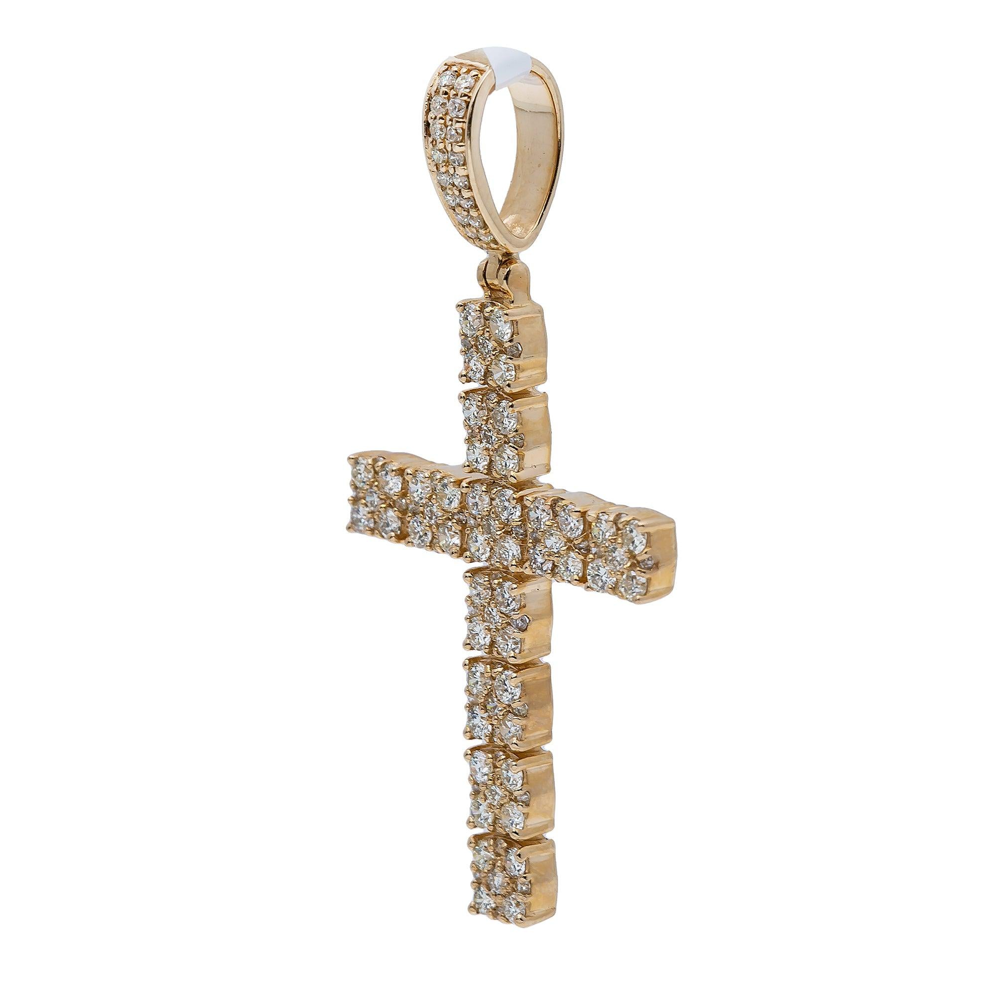 14K Yellow Gold Diamond Cross Pendant