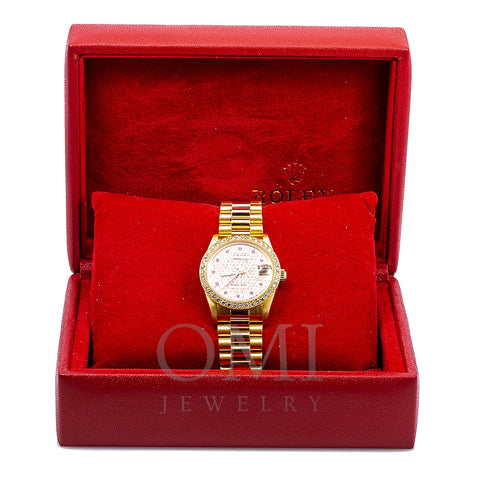 Mid Size Rolex 18K Yellow Gold Datejust Champagne Diamond 68278 (Sku R541045MT)