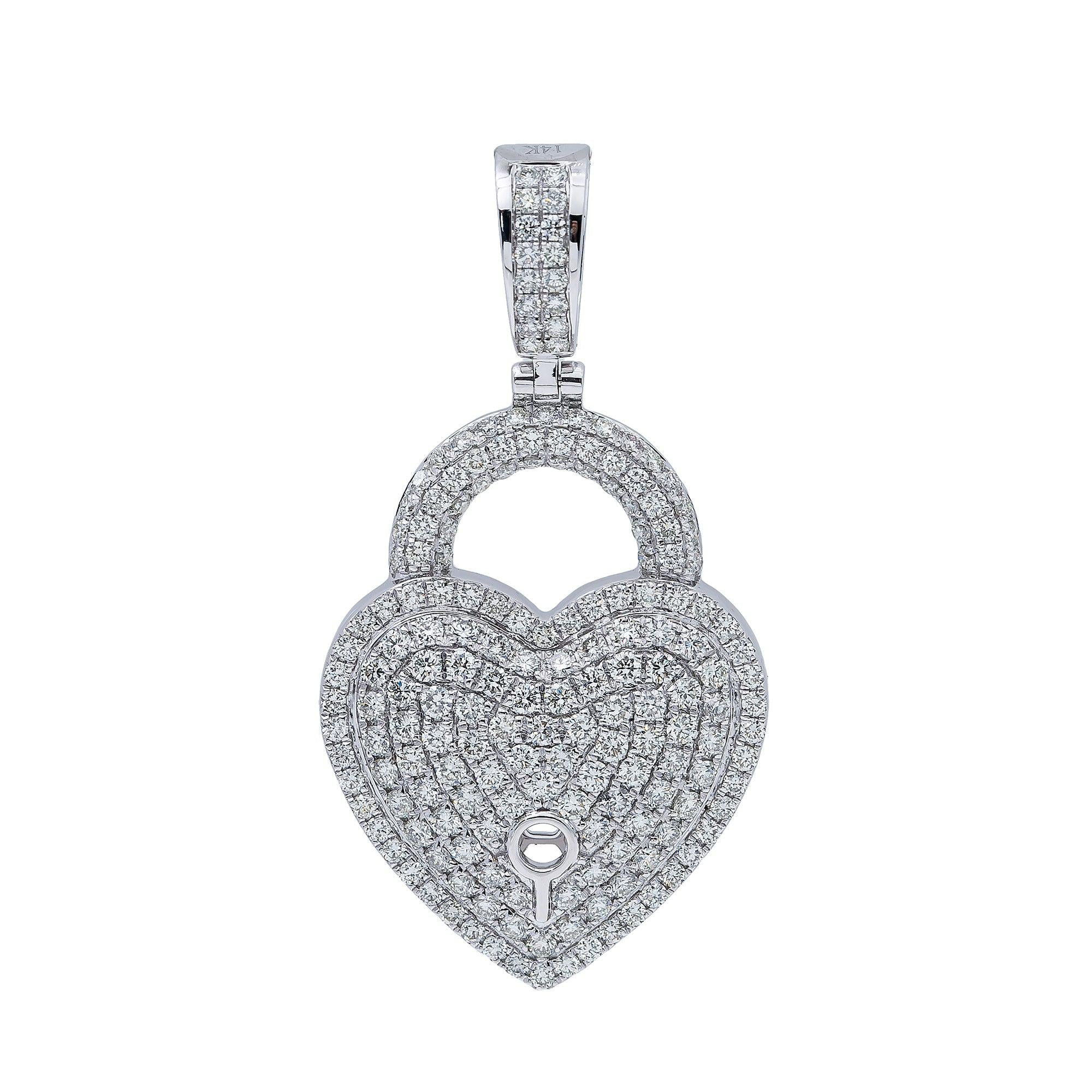 14K White Gold Diamond Heart Pendant