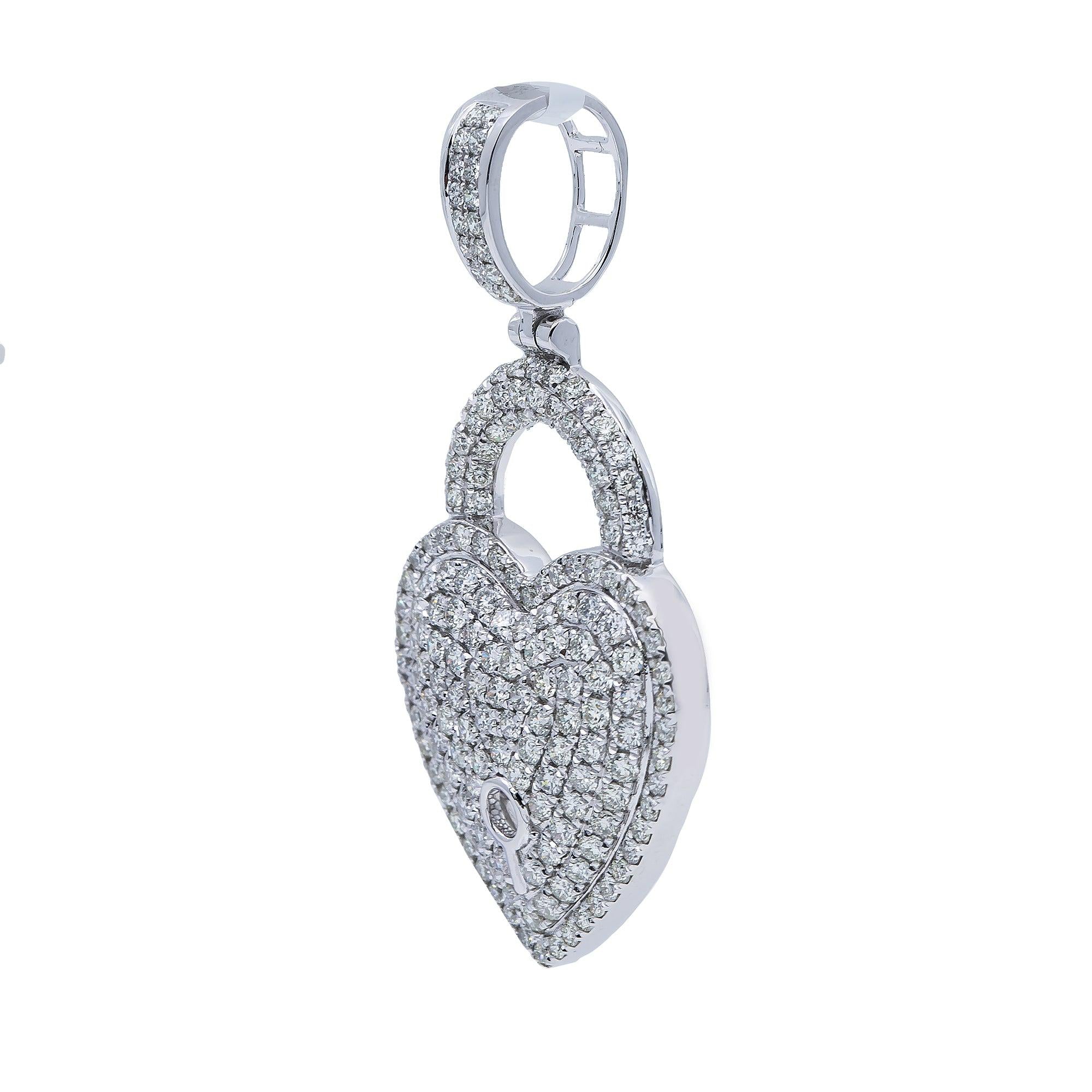 14K White Gold Diamond Heart Pendant