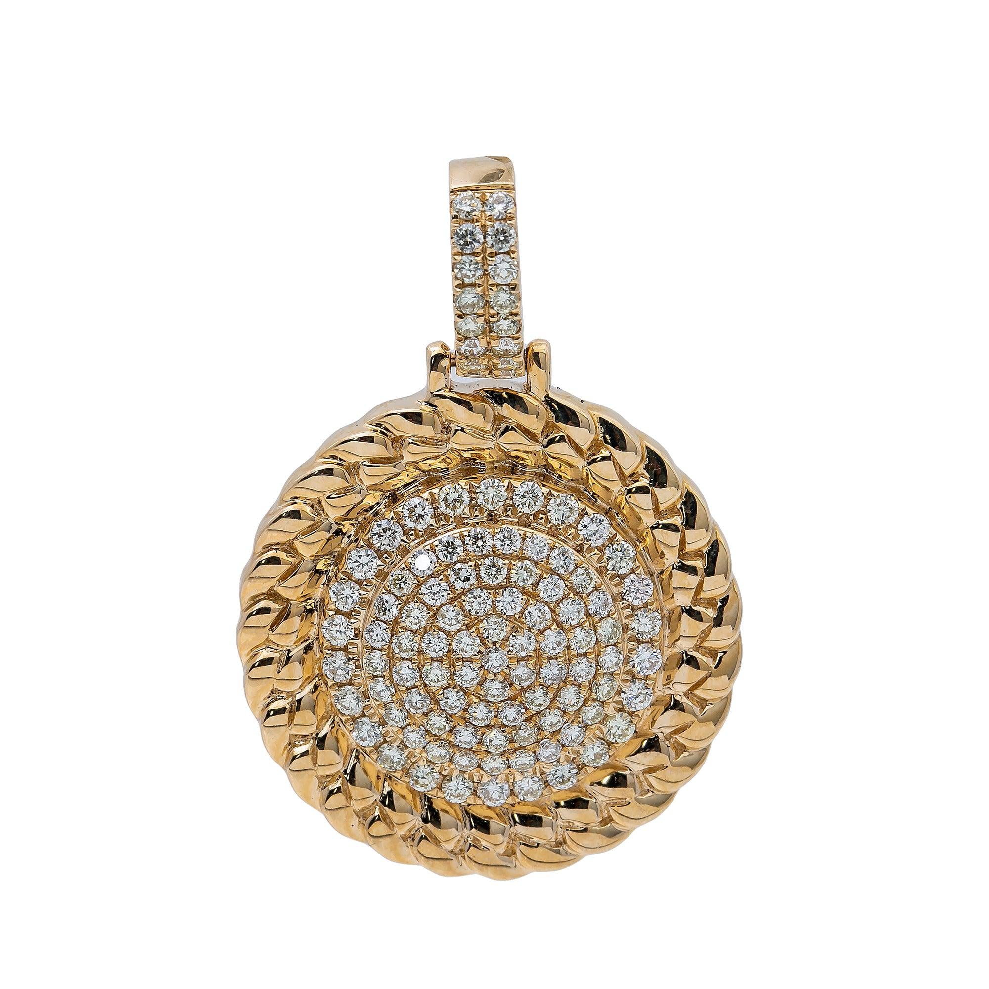 14k Yellow Gold Diamond Circle Pendant