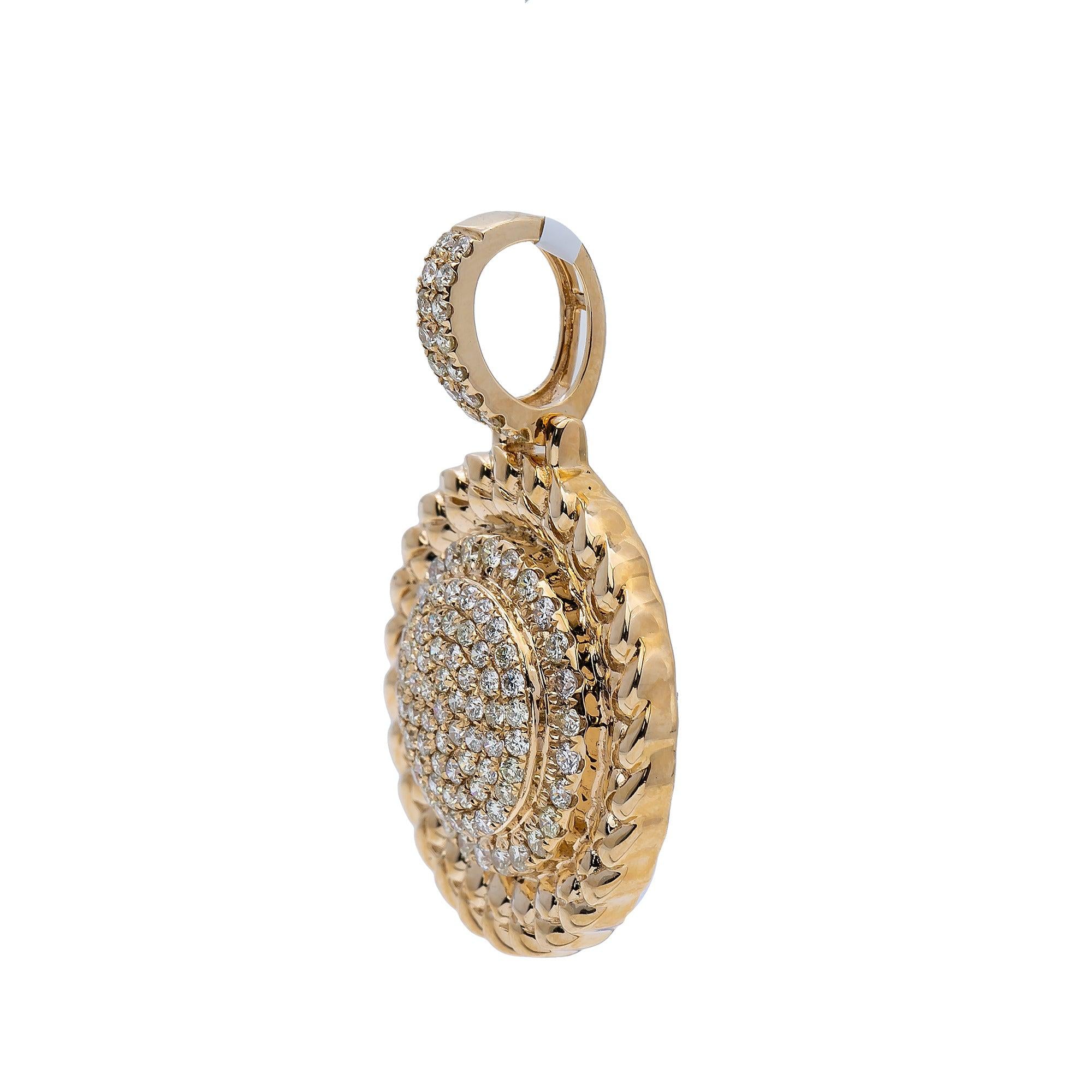 14k Yellow Gold Diamond Circle Pendant