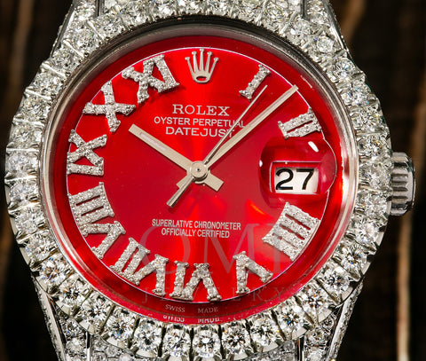 Rolex Datejust 1601 36MM Red Diamond Dial With 7.75 CT Diamonds