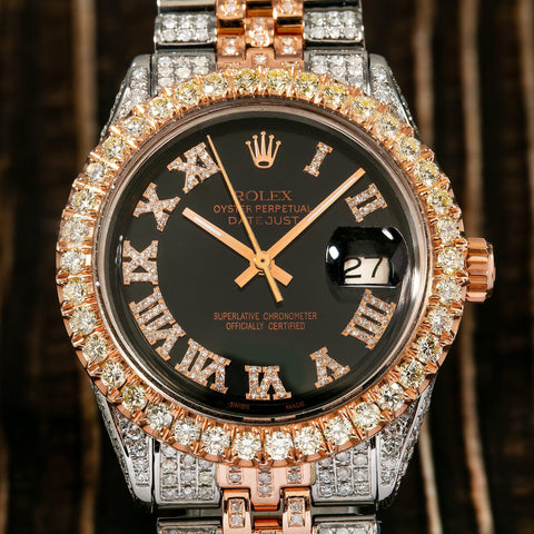 Rolex Datejust 116201 36MM Black Diamond Dial With Diamond Two Tone Jubilee Bracelet