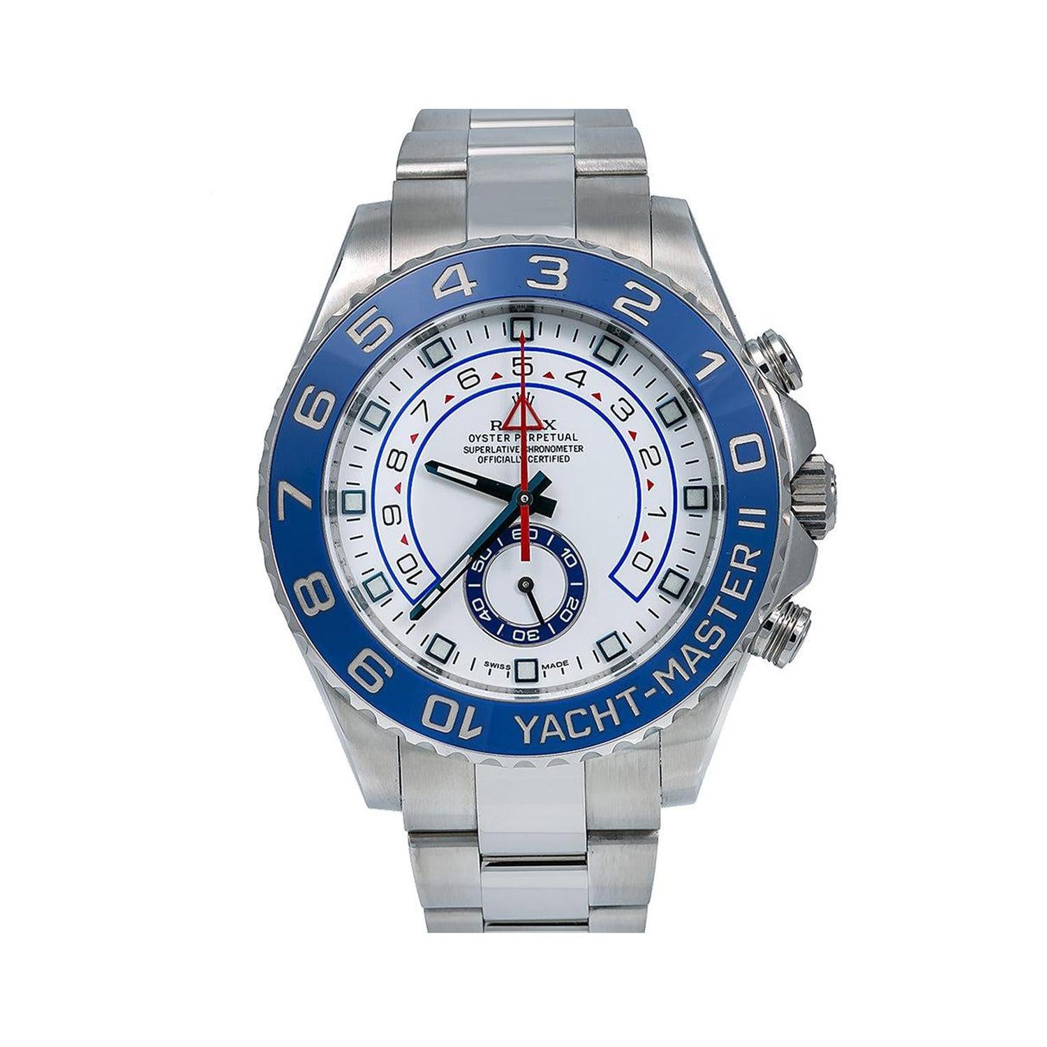Rolex Yacht-Master II 44MM 116680 White Dial Blue Ceramic Bezel