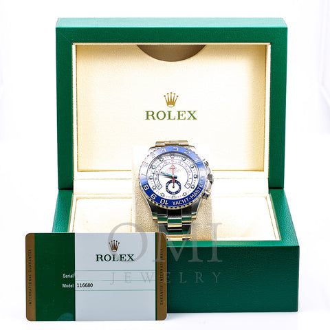 Rolex Yacht-Master II 116680 44MM White Dial Blue Hands With Stainless Steel Bracelet