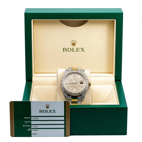 Rolex Datejust Diamond Watch, 116333 41mm, Champagne Diamond Dial With Two Tone Bracelet