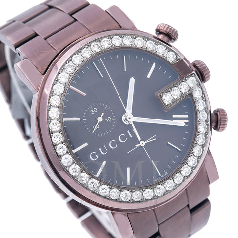 Gucci G-Chrono YA101331 44MM Brown Dial With 2.40 CT Diamonds