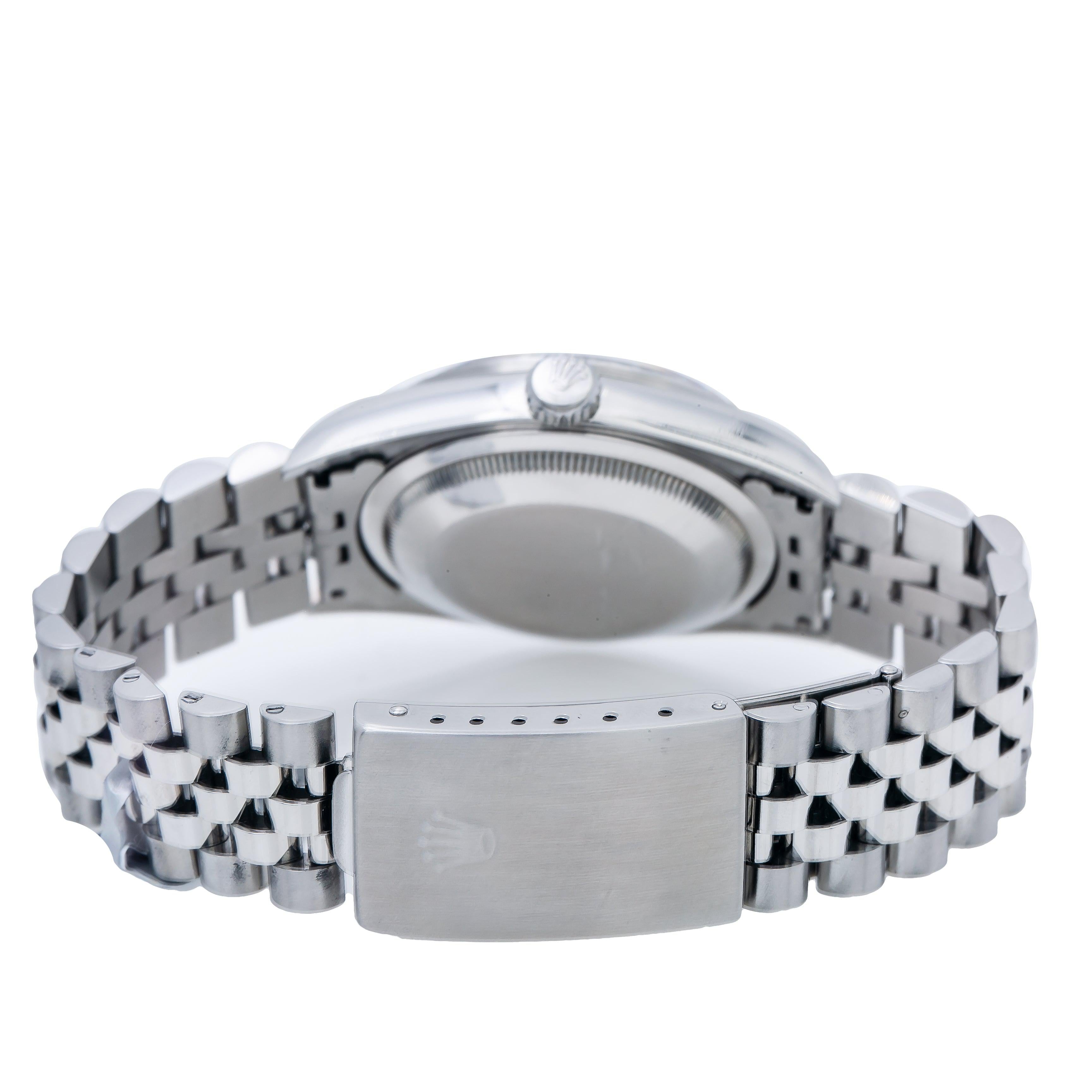 Rolex Datejust 36MM 16220 Blue Dial Engine Turned Bezel Stainless Steel Jubilee Bracelet