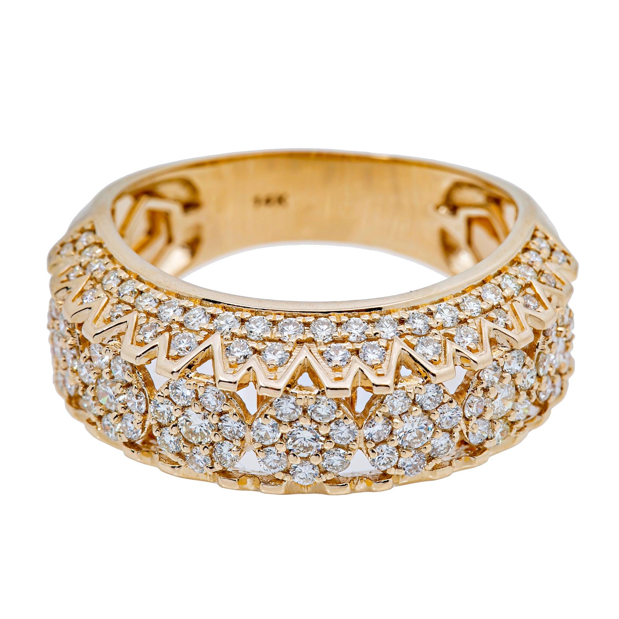 14K YELLOW GOLD MEN'S RING WITH 1.58 CT  DIAMONDS