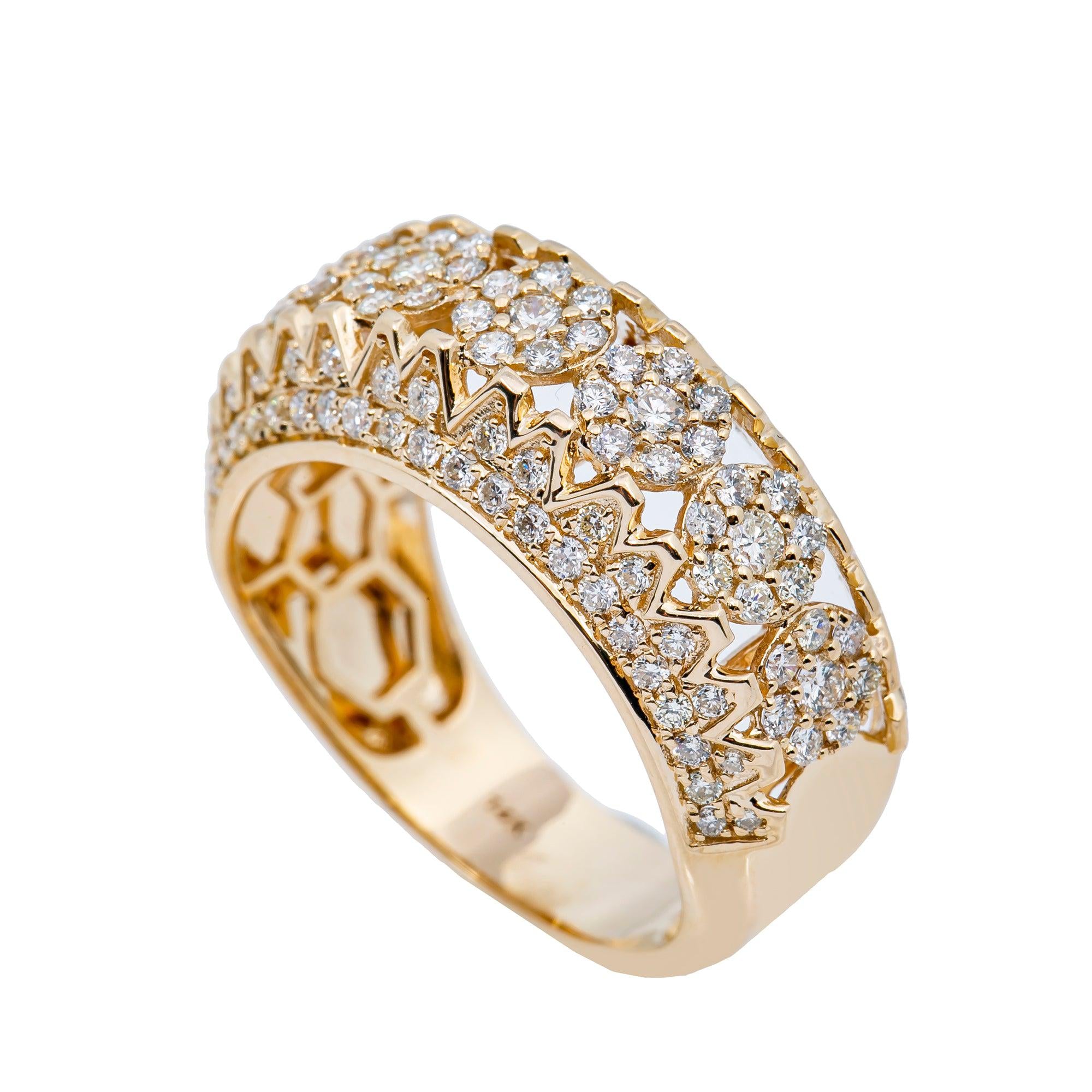 14K YELLOW GOLD MEN'S RING WITH 1.58 CT  DIAMONDS