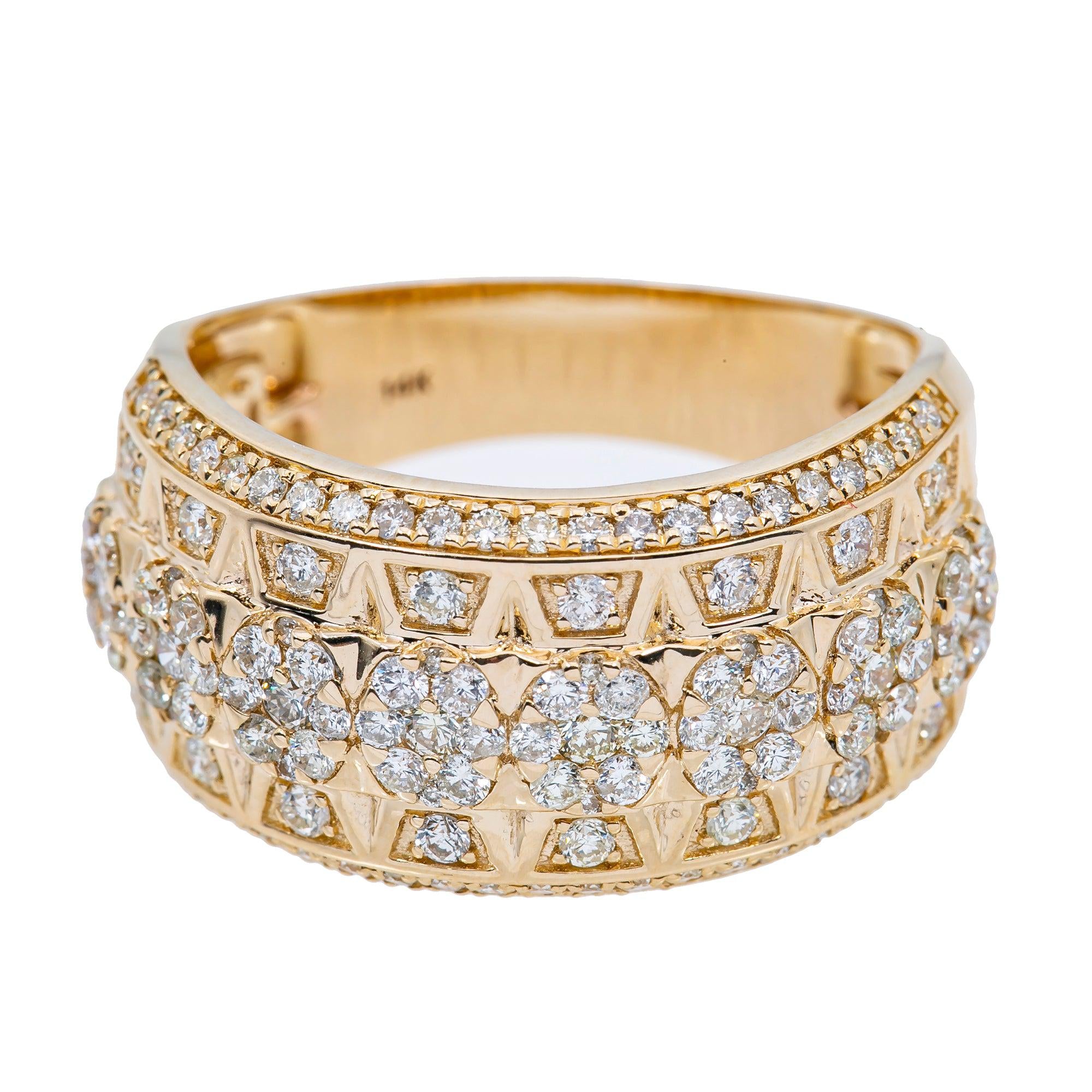 14K YELLOW GOLD MEN'S RING WITH 1.85 CT  DIAMONDS
