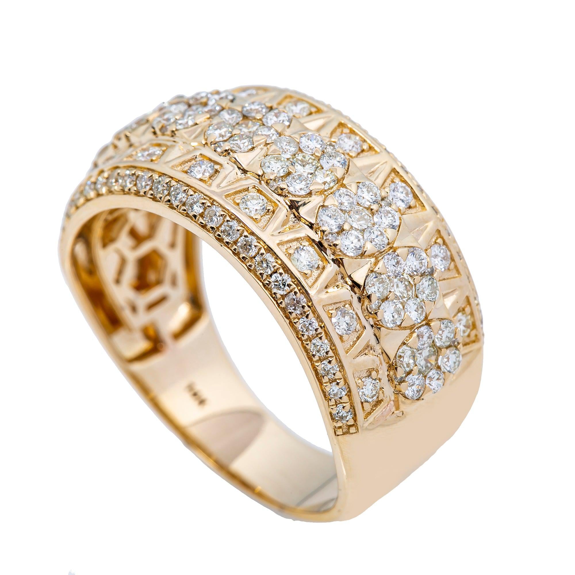 14K YELLOW GOLD MEN'S RING WITH 1.85 CT  DIAMONDS