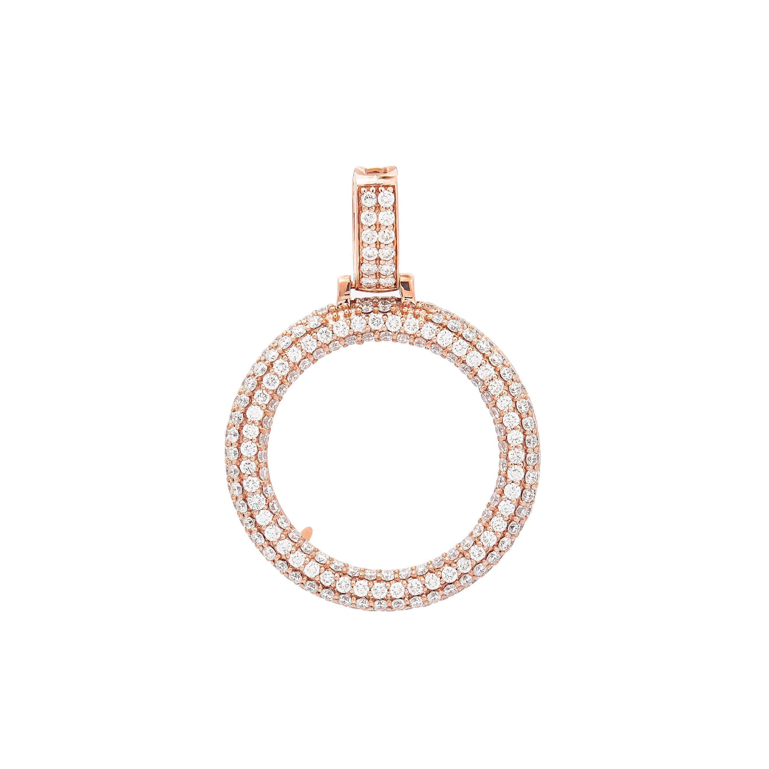 14K Rose Gold Diamond Empty Circle Pendant