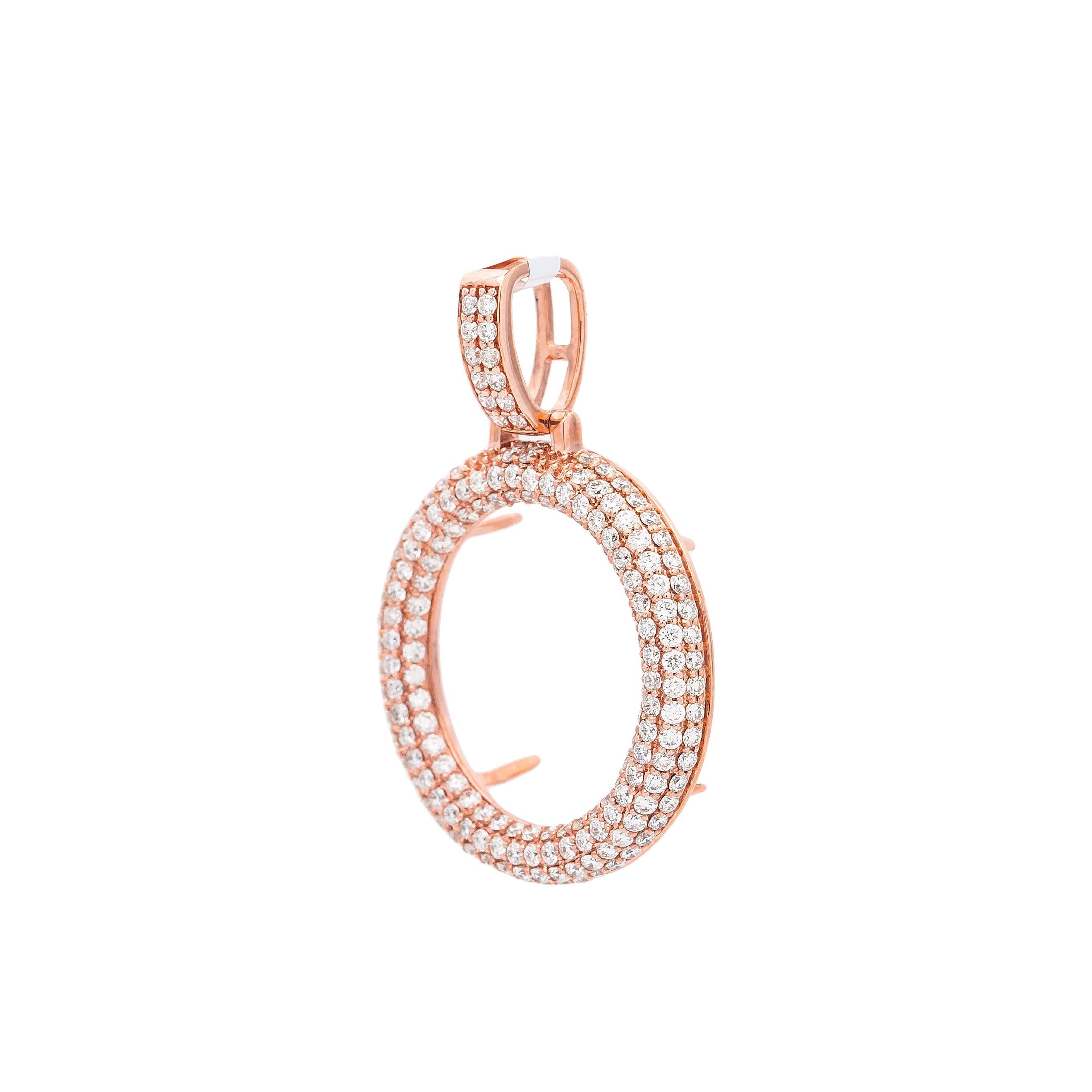 14K Rose Gold Diamond Empty Circle Pendant