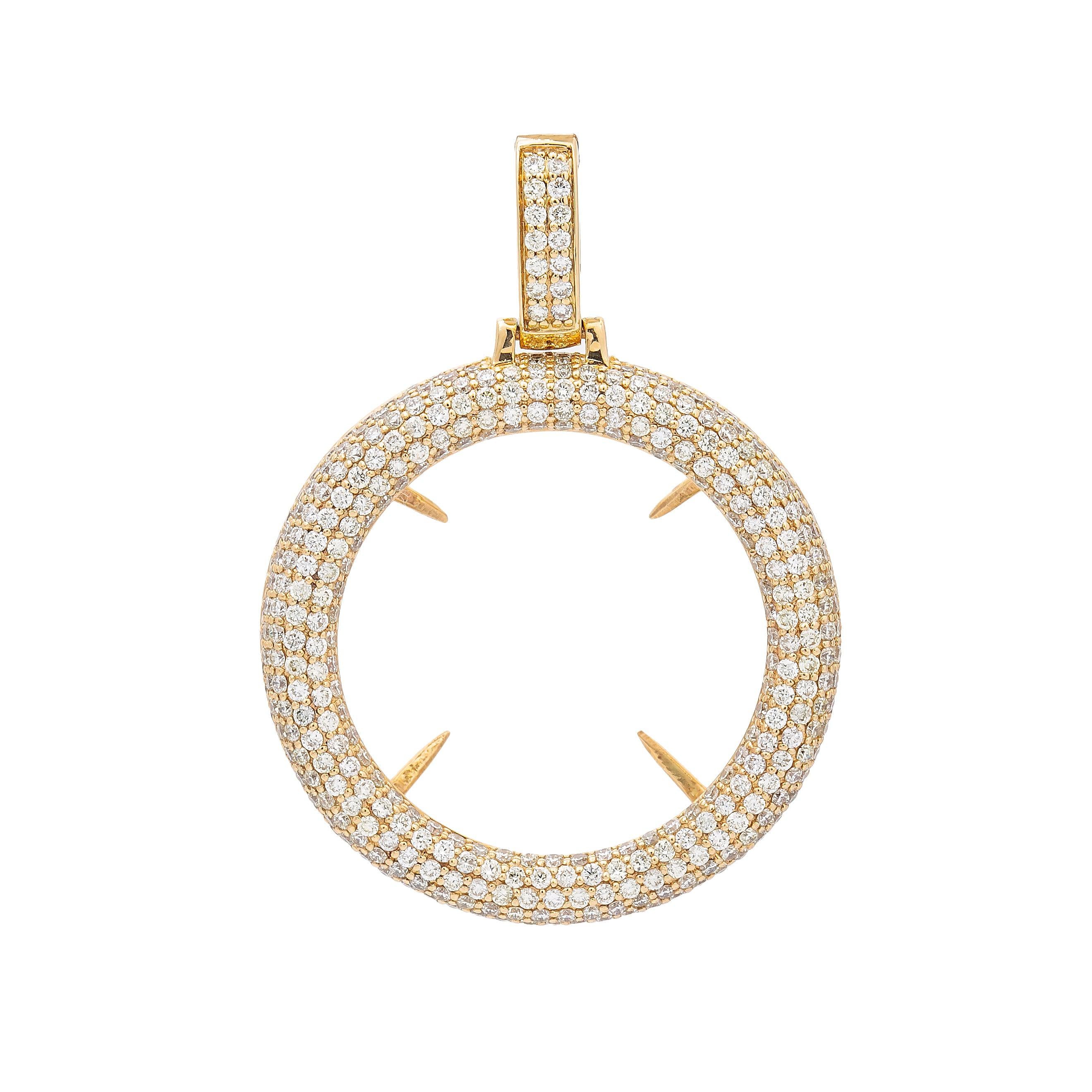 14K Yellow Gold Diamond Circle Pendant