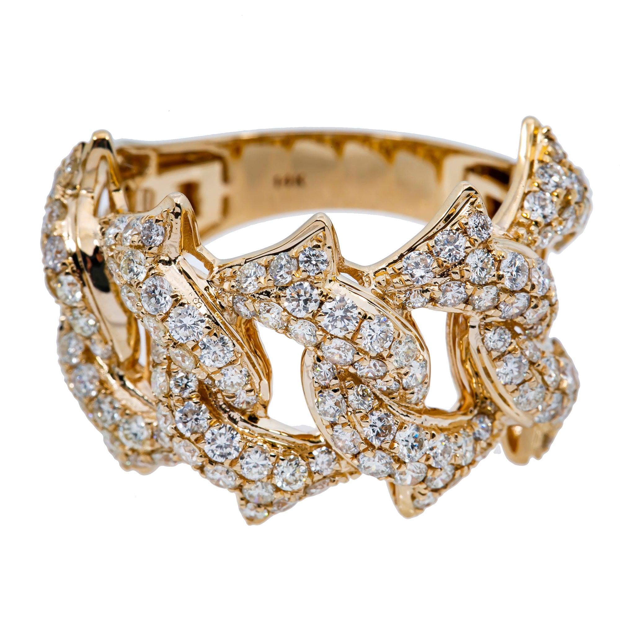 14K YELLOW GOLD MEN'S RING WITH 3.53 CT  DIAMONDS