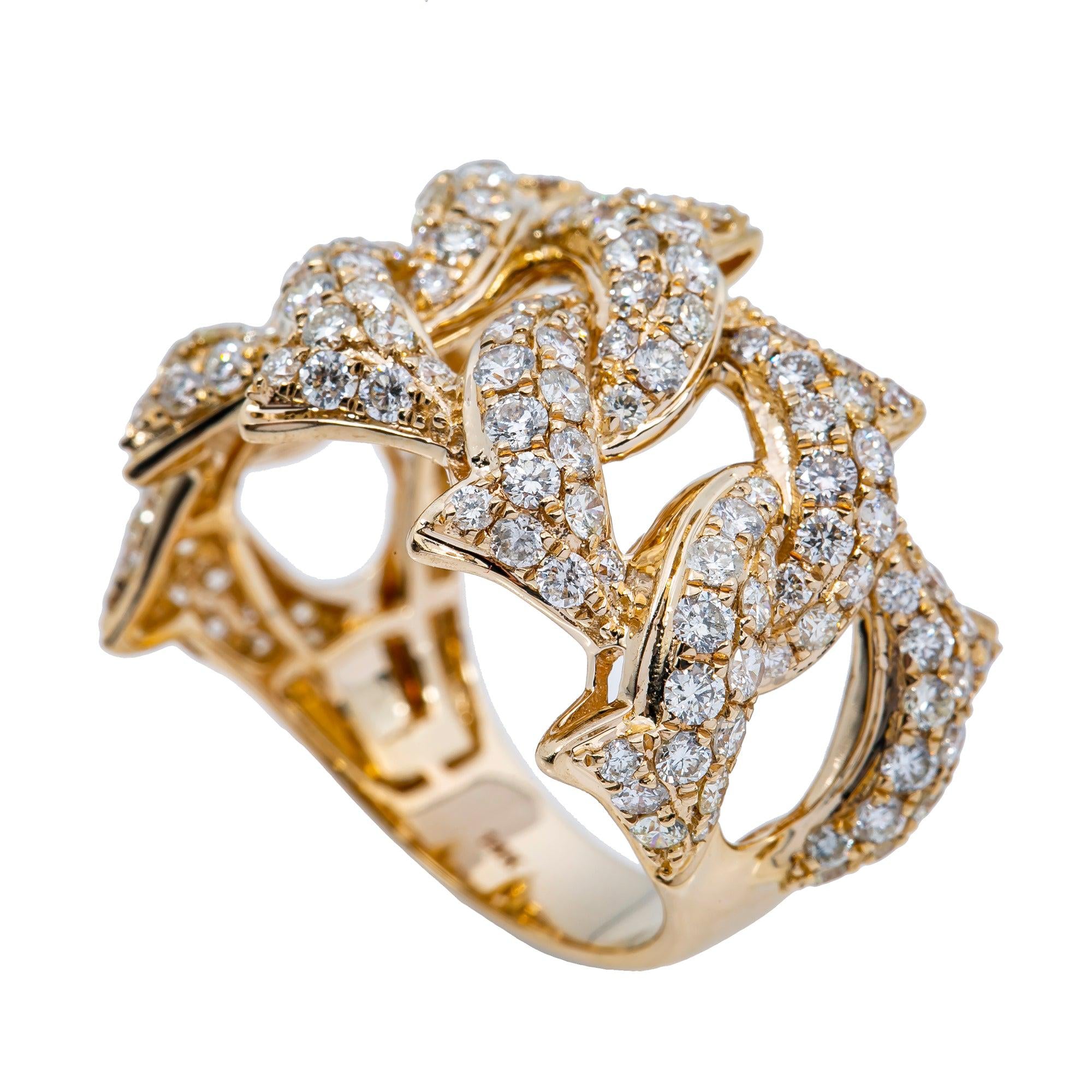 14K YELLOW GOLD MEN'S RING WITH 3.53 CT  DIAMONDS