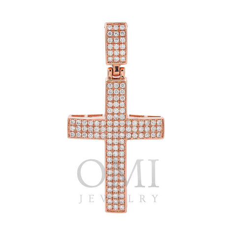 14K rose Gold diamond Cross Pendant